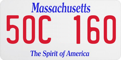MA license plate 5OC160