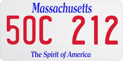 MA license plate 5OC212