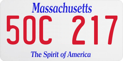 MA license plate 5OC217