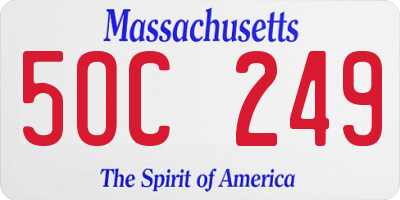 MA license plate 5OC249
