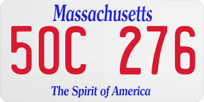 MA license plate 5OC276