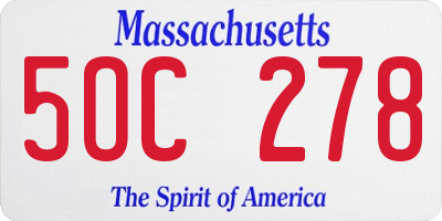 MA license plate 5OC278
