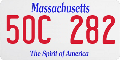MA license plate 5OC282