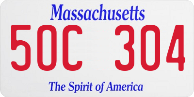 MA license plate 5OC304