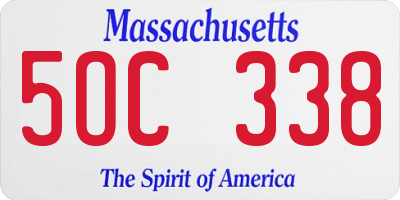 MA license plate 5OC338
