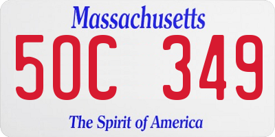 MA license plate 5OC349