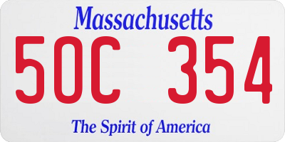 MA license plate 5OC354
