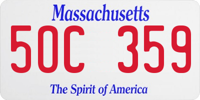 MA license plate 5OC359