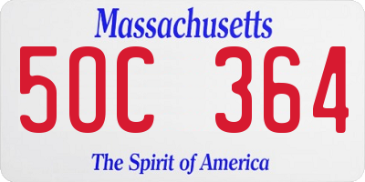 MA license plate 5OC364