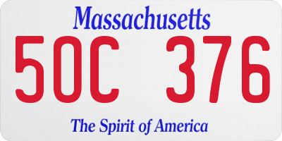 MA license plate 5OC376
