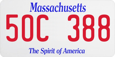 MA license plate 5OC388