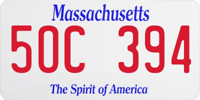 MA license plate 5OC394