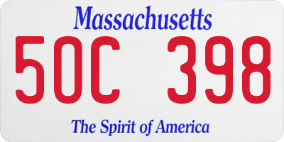 MA license plate 5OC398