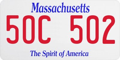 MA license plate 5OC502