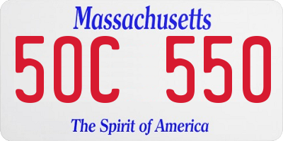 MA license plate 5OC550