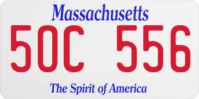 MA license plate 5OC556