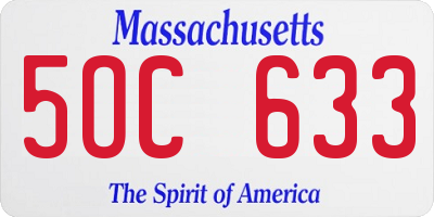 MA license plate 5OC633