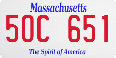 MA license plate 5OC651