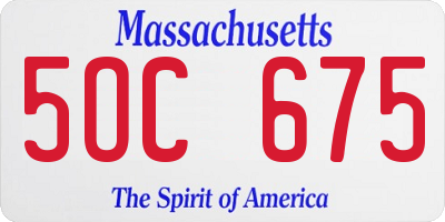 MA license plate 5OC675