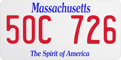 MA license plate 5OC726