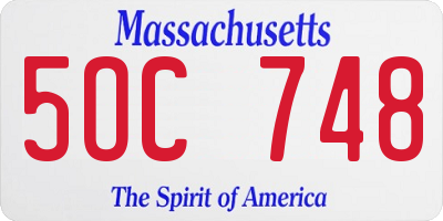 MA license plate 5OC748
