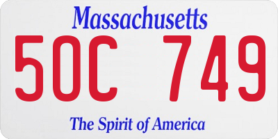 MA license plate 5OC749