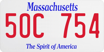 MA license plate 5OC754