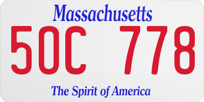 MA license plate 5OC778