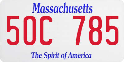MA license plate 5OC785