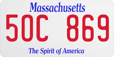 MA license plate 5OC869