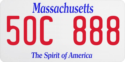 MA license plate 5OC888