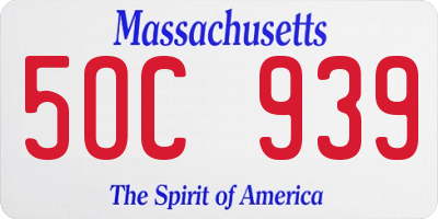 MA license plate 5OC939
