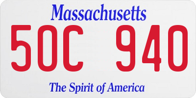 MA license plate 5OC940