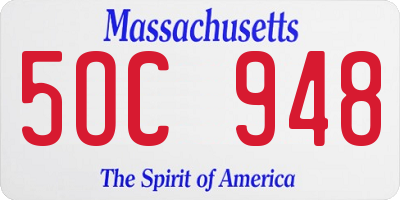 MA license plate 5OC948