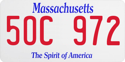 MA license plate 5OC972