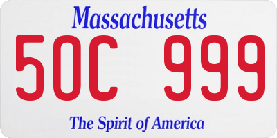 MA license plate 5OC999
