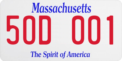 MA license plate 5OD001