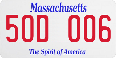 MA license plate 5OD006