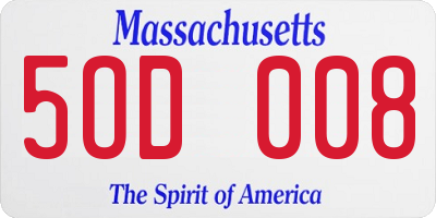 MA license plate 5OD008