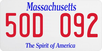 MA license plate 5OD092