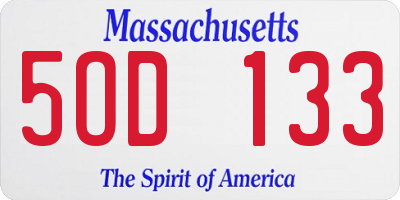 MA license plate 5OD133