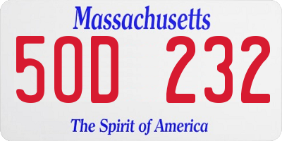 MA license plate 5OD232