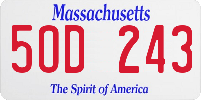 MA license plate 5OD243