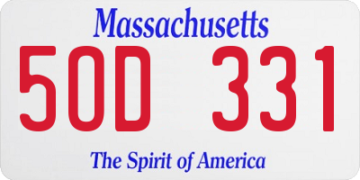 MA license plate 5OD331
