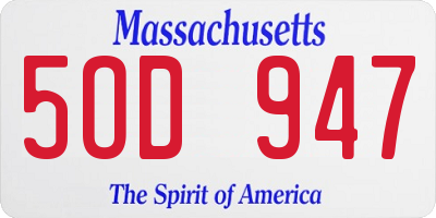 MA license plate 5OD947
