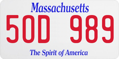 MA license plate 5OD989