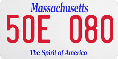 MA license plate 5OE080