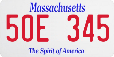 MA license plate 5OE345