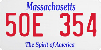 MA license plate 5OE354