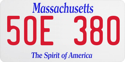 MA license plate 5OE380